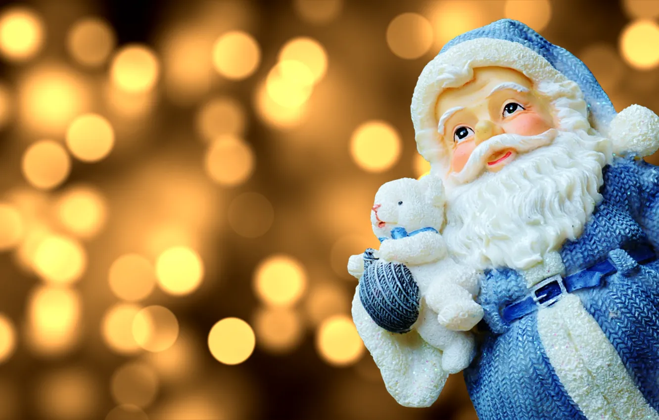 Photo wallpaper holiday, new year, Christmas, Santa Claus, figures, bokeh