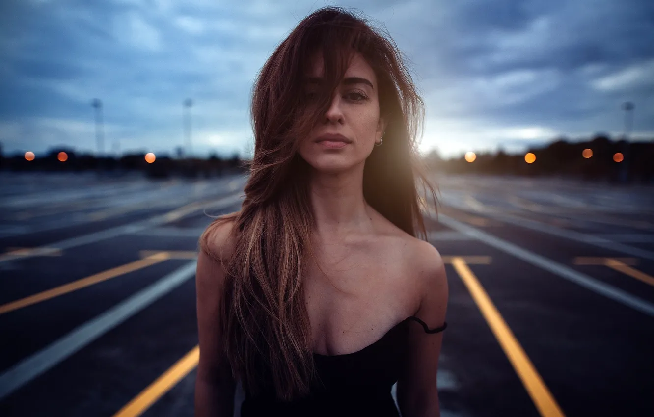 Photo wallpaper lights, sexy, model, portrait, the evening, makeup, dress, hairstyle