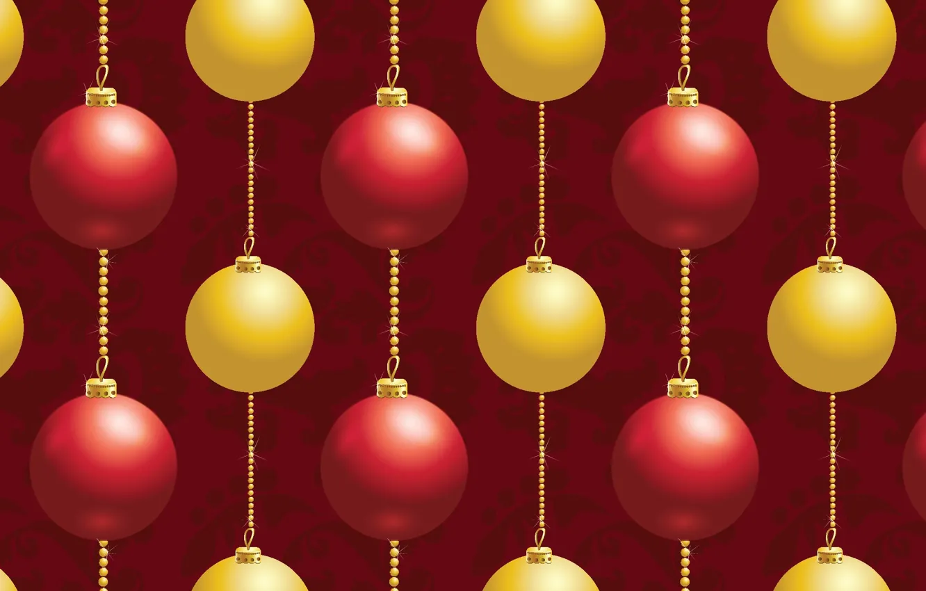 Photo wallpaper balls, decoration, yellow, red, background, holiday, balls, figure