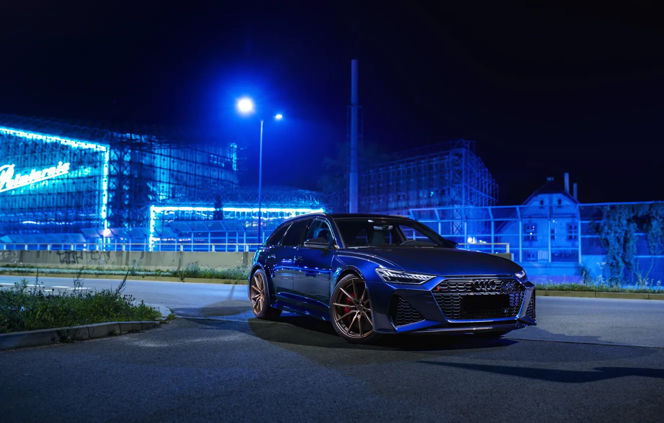 Photo wallpaper Audi, blue, RS6