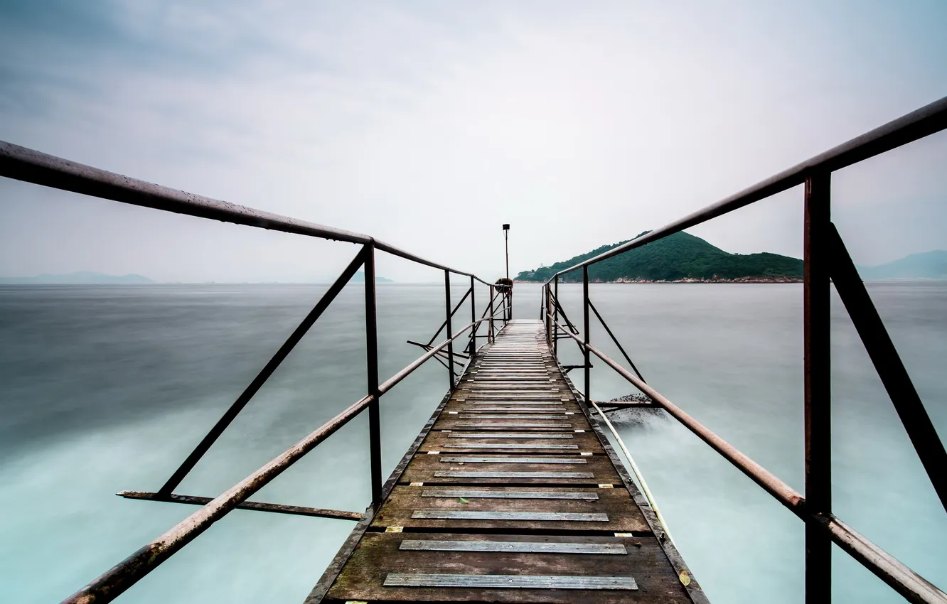 Photo wallpaper sea, landscape, bridge