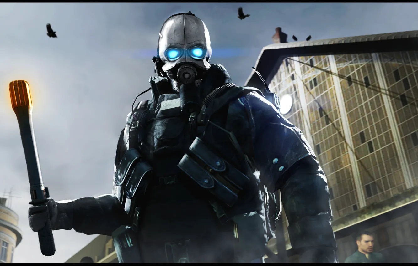Photo wallpaper Half-Life 2, Valve, Alliance, pearls, Civil Protection, respirator, City 17, Combine guard