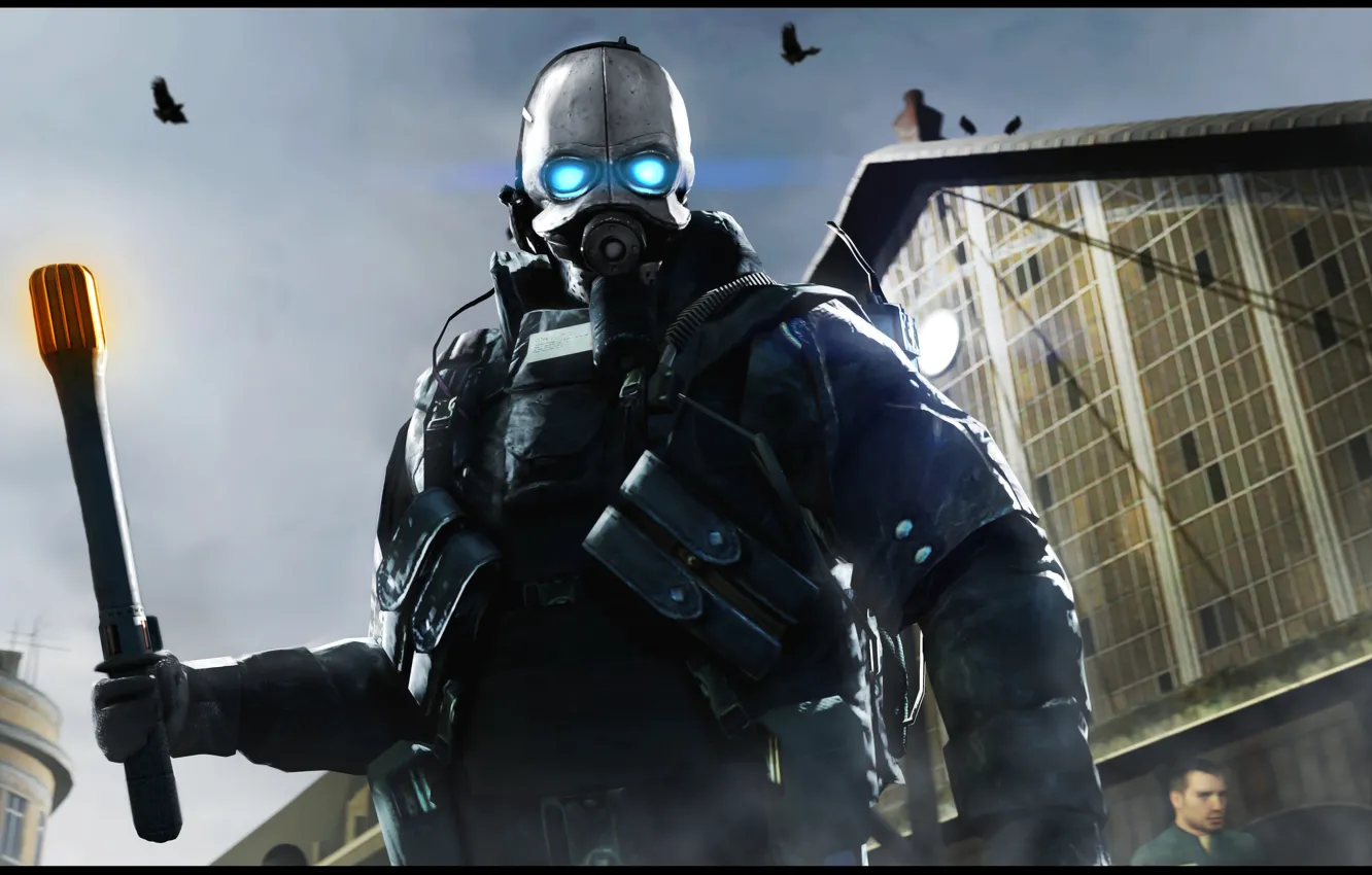 Photo wallpaper Half-Life 2, Alliance, Valve, pearls, Civil Protection, City 17, Combine guard, Respirator