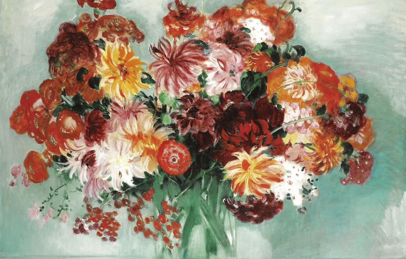 Photo wallpaper picture, still life, A Bouquet Of Flowers, Jean-Gabriel Domergue, Jean-Gabriel Domel