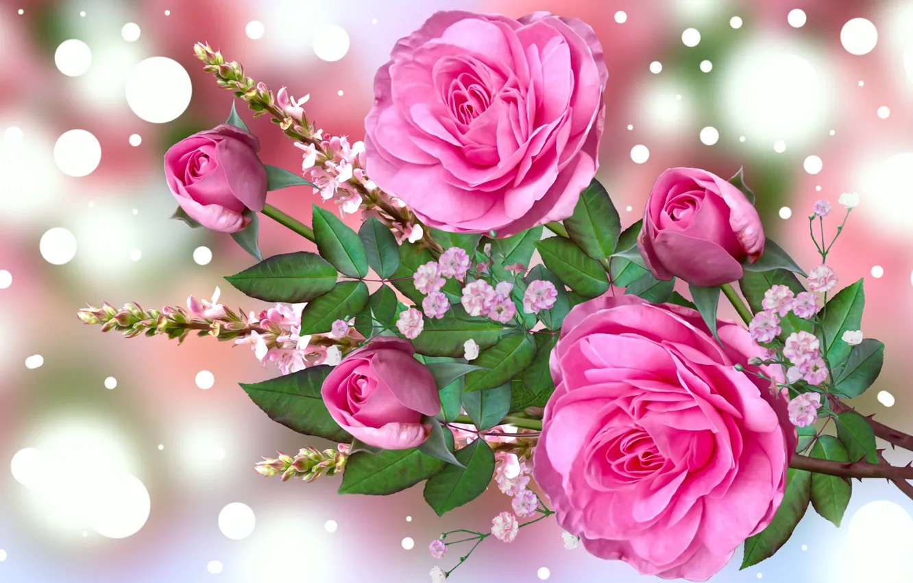 Photo wallpaper Graphics, Flowers, Bukiet, Roses