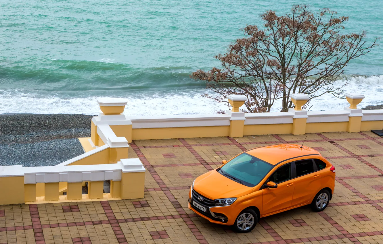 Photo wallpaper Orange, Car, Car, Lada, Lada, 2015-16, XRAY, (WAS)