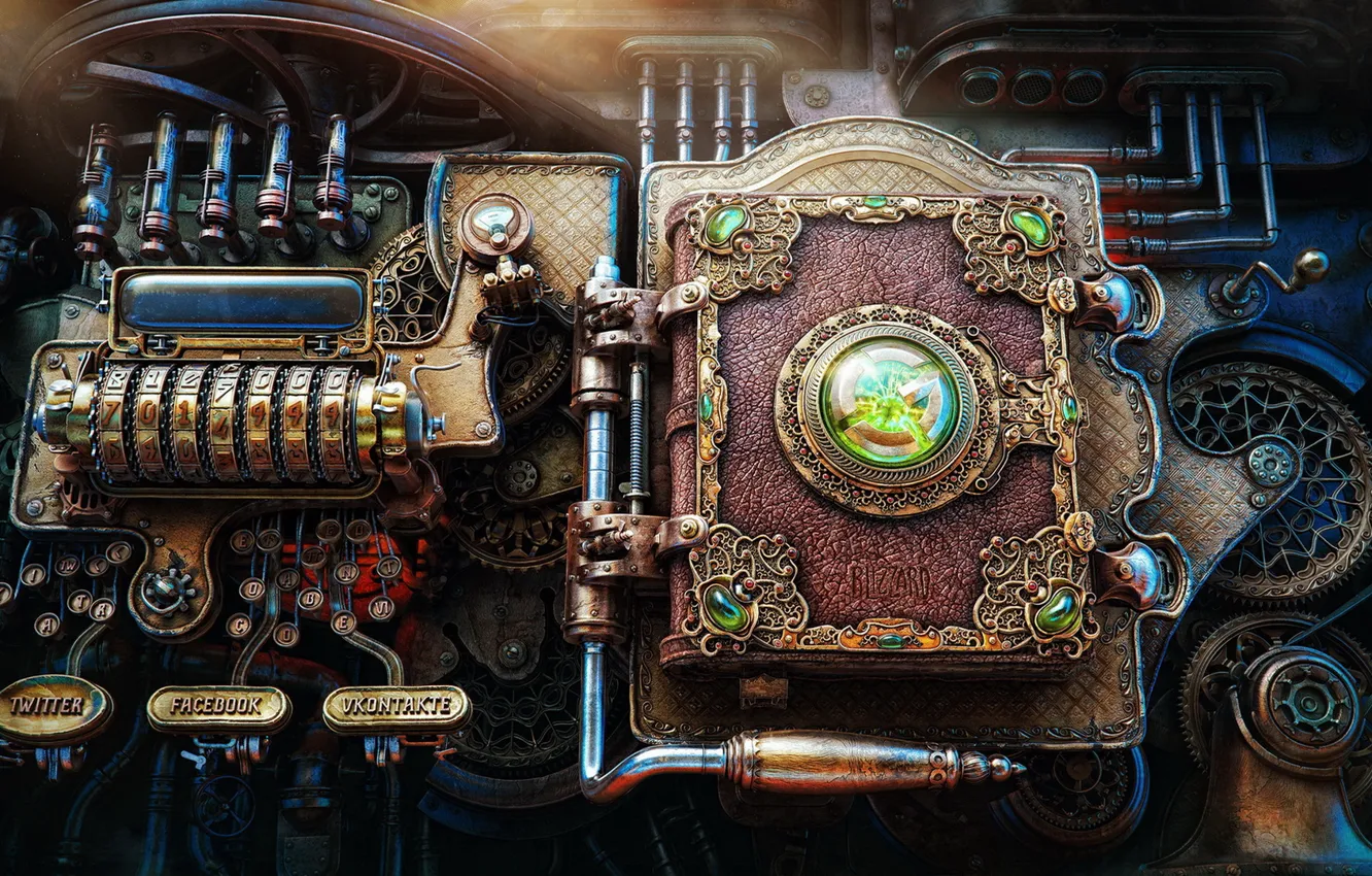 Photo wallpaper fiction, mechanism, steampunk, book, render, Steampunk, Aleksandr Kuskov, alekscg