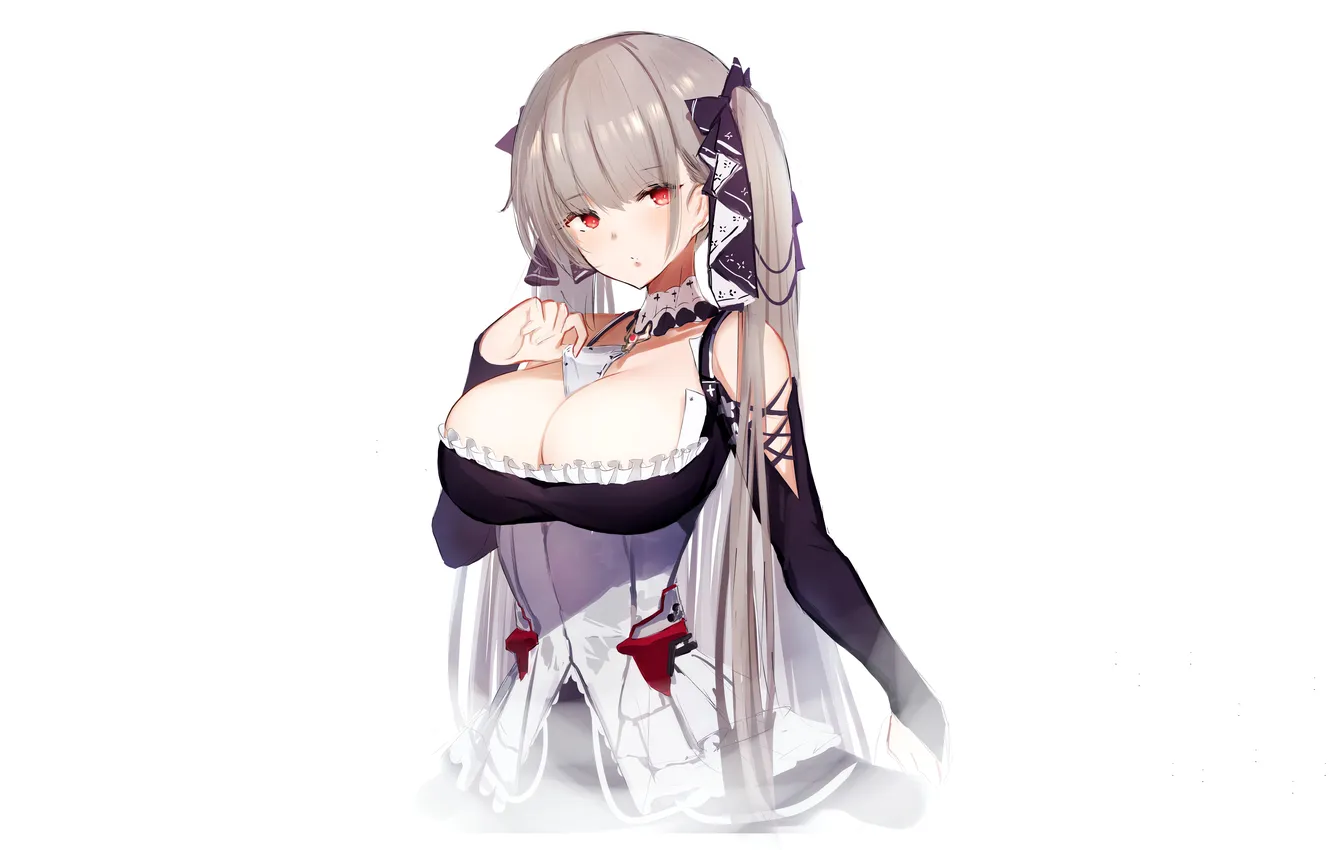 Photo wallpaper girl, sexy, cleavage, long hair, dress, boobs, sexy girl, anime