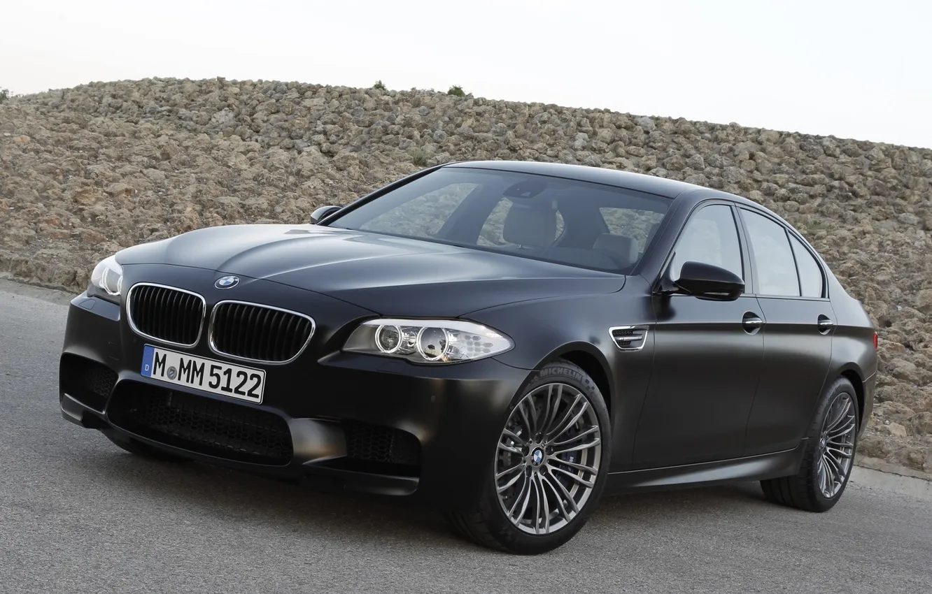 Photo wallpaper hills, black, BMW, BMW, sedan, the front, Individual, individual