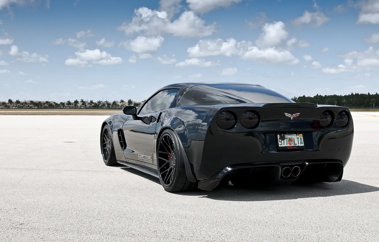 Photo wallpaper black, Z06, Corvette, Chevrolet, Chevrolet, black, Corvette, the rear part