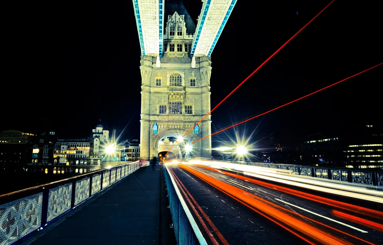 Photo wallpaper night, lights, England, London, night, London, England, light stream