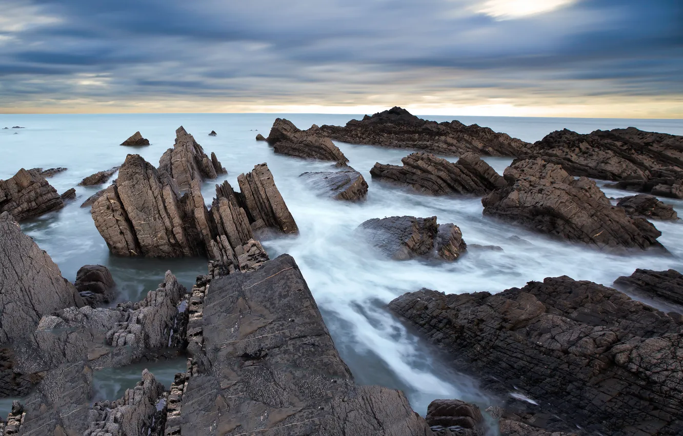Photo wallpaper sea, the sky, nature, stones, rocks