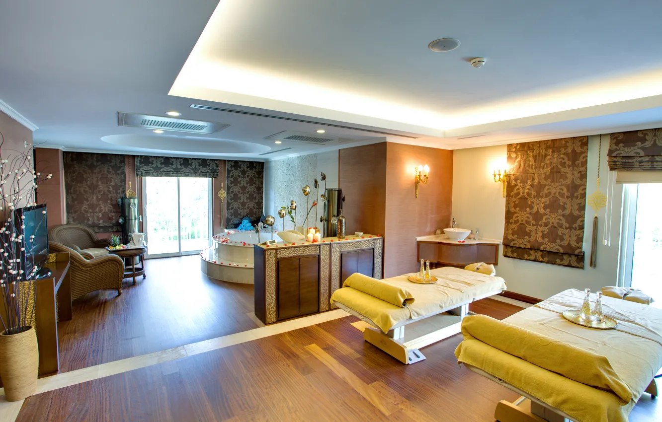 Photo wallpaper design, bath, the hotel, luxury, Design, lamps, luxury, Interior