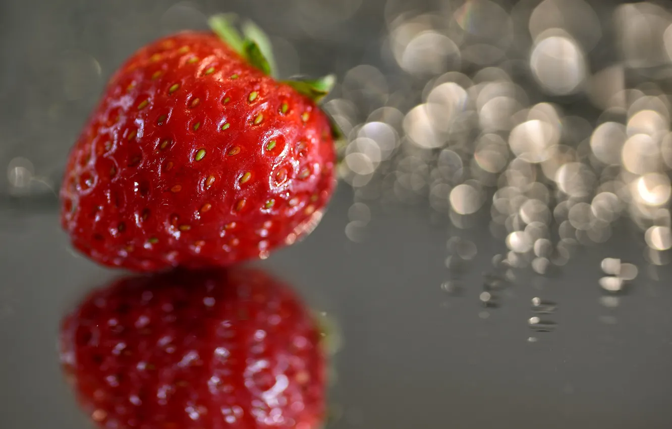 Photo wallpaper macro, strawberries, strawberry, berry