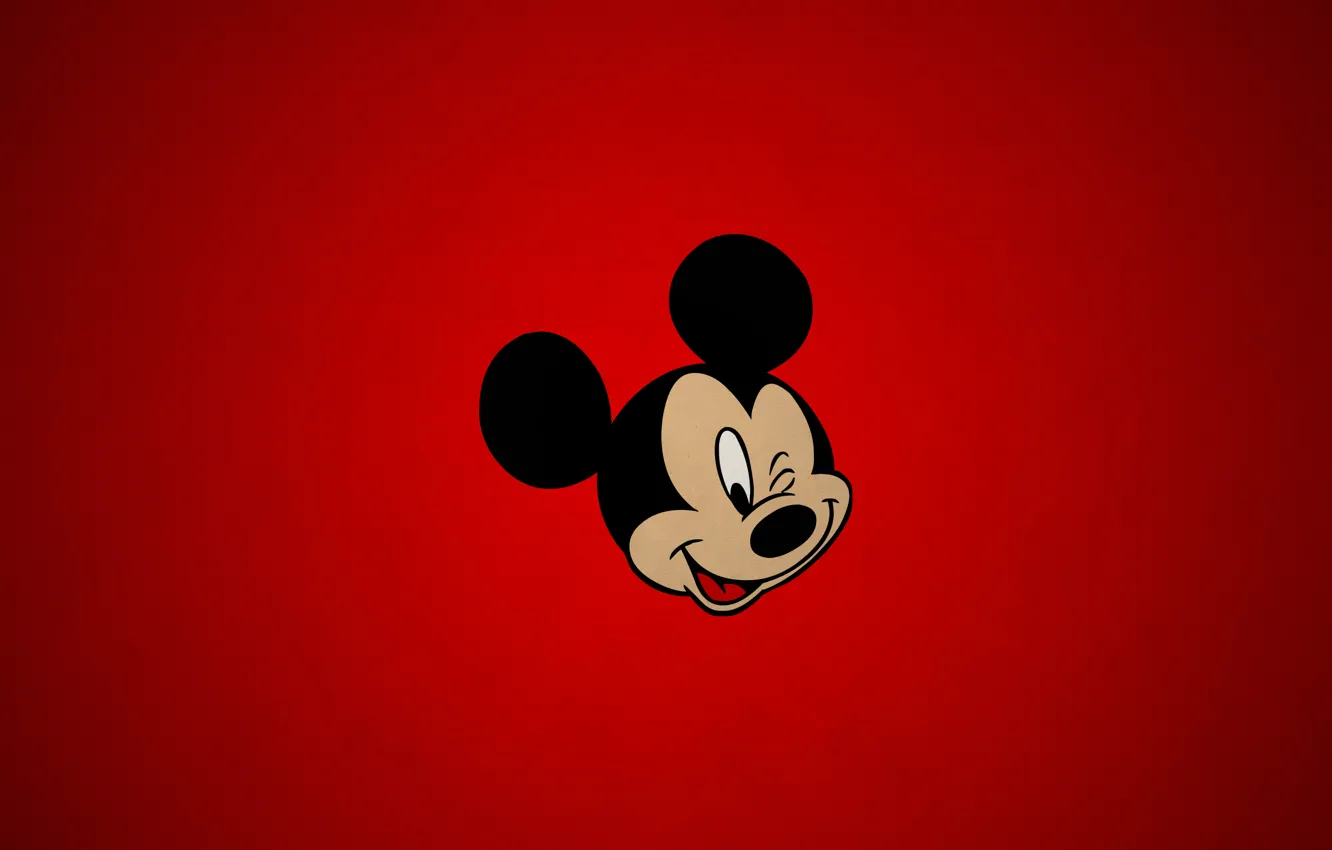 Photo wallpaper simple, red, texture, cartoon, disney, paper, Mickey, mouse