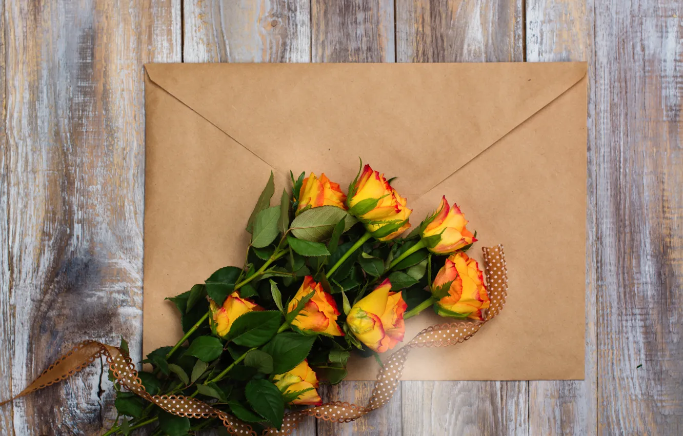 Photo wallpaper roses, bouquet, the envelope