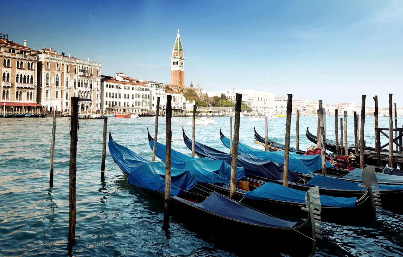 Photo wallpaper sea, water, Marina, Italy, Venice, channel, Italy, gondola