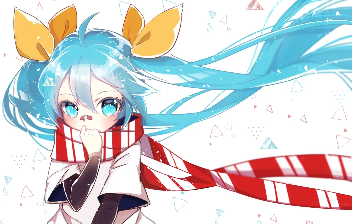 Photo wallpaper scarf, girl, vocaloid, hatsune miku, the patch