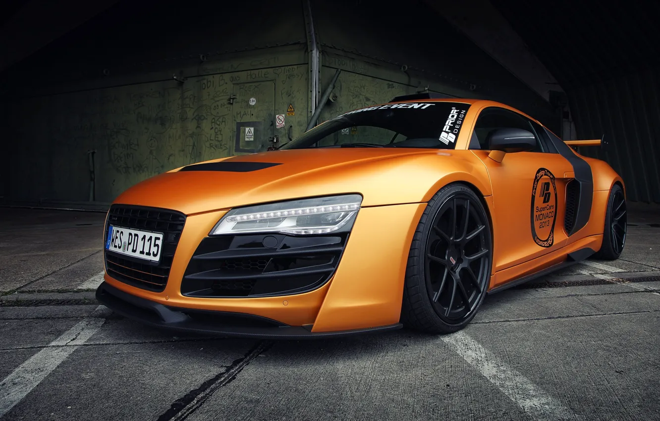 Photo wallpaper auto, machine, Audi, street, orange