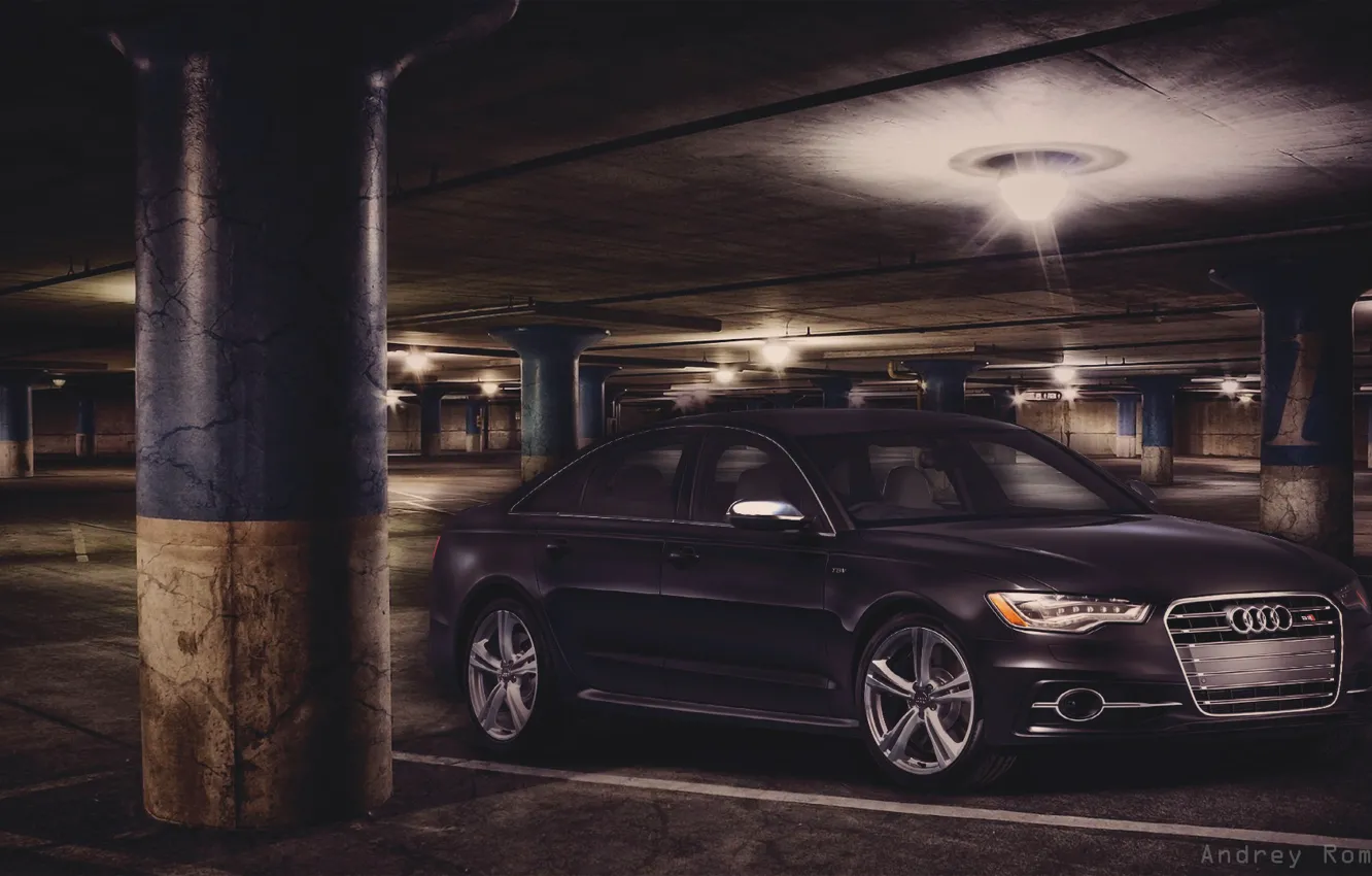 Photo wallpaper car, machine, audi, Parking, the car in the Parking lot