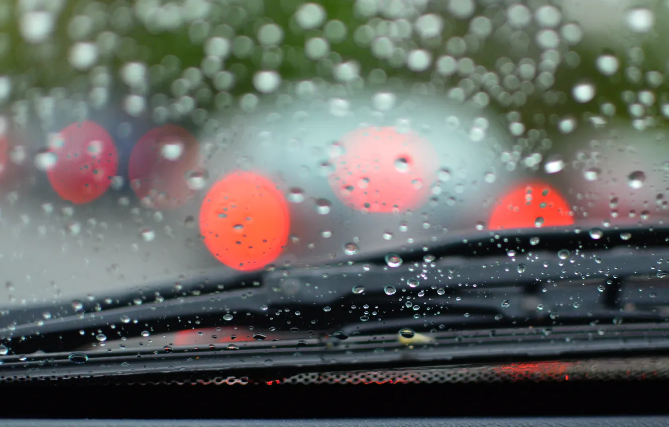 Photo wallpaper glass, drops, rain, blur, car