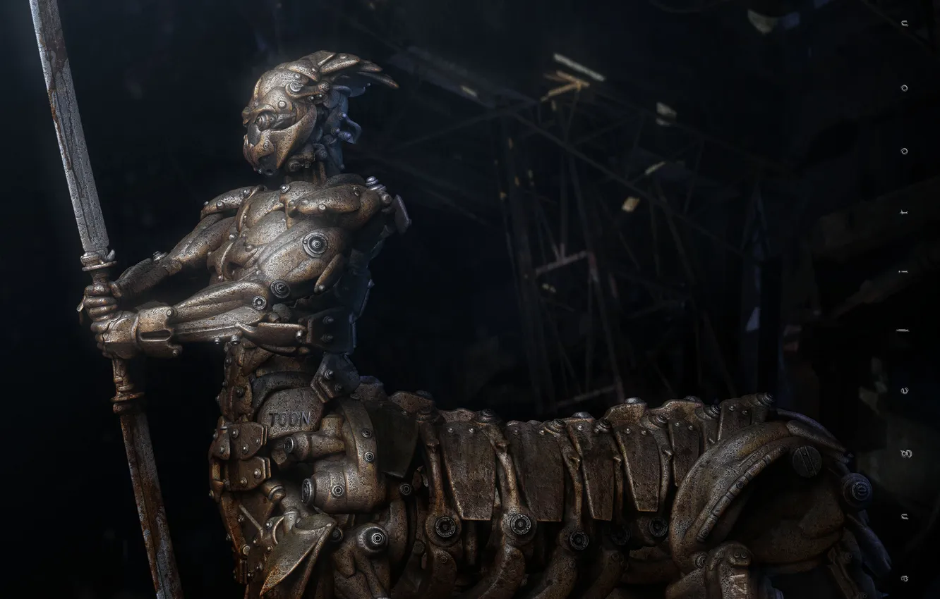 Photo wallpaper caterpillar, robot, samurai, centaur