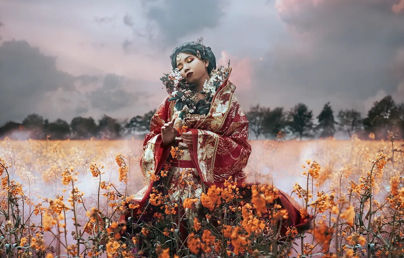 Photo wallpaper girl, nature, style, rape