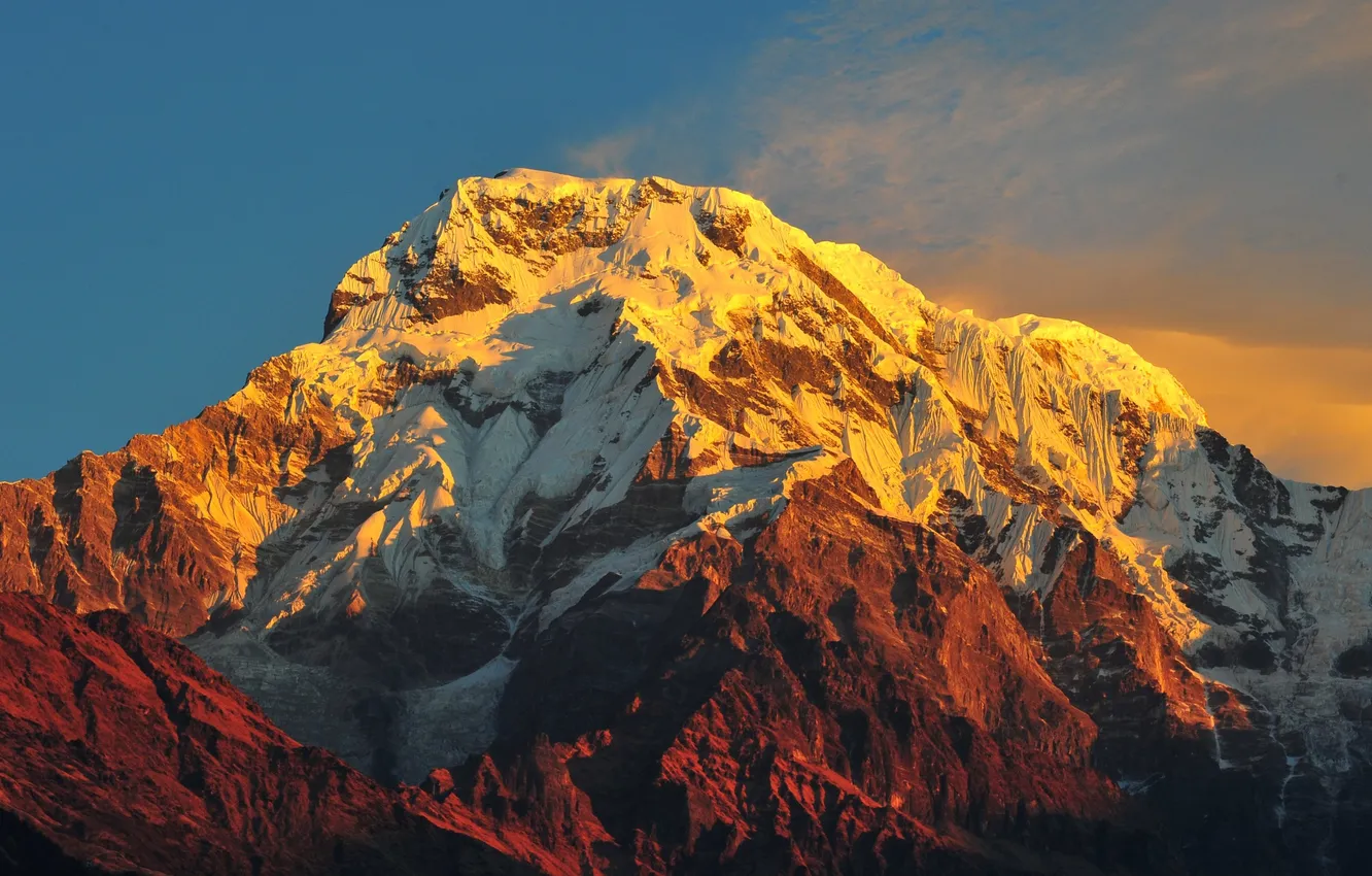 Photo wallpaper landscape, mountains, nature, dawn