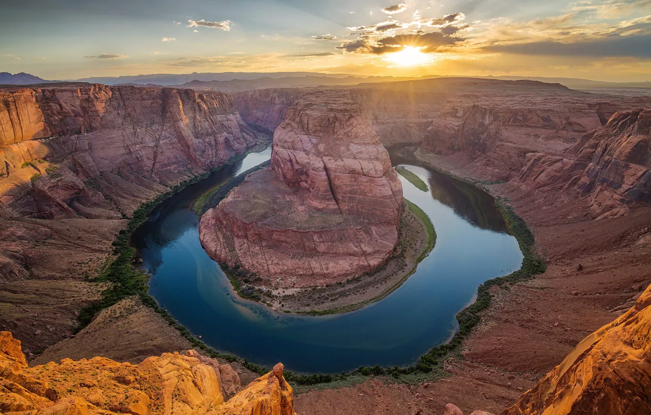 Photo wallpaper mountains, nature, river, Colorado, USA, Horseshoe, rocks •