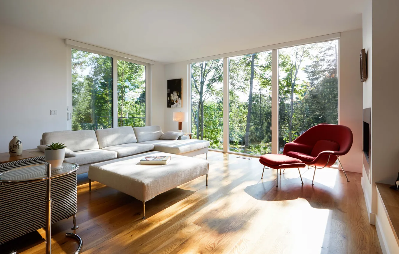 Photo wallpaper design, style, room, interior, living room, Burlington, Burlington, white walls