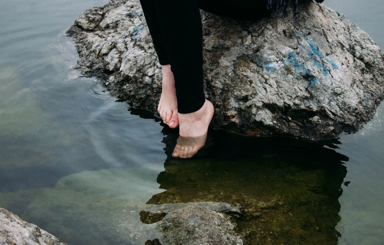 Photo wallpaper sea, water, nature, river, feet, stone, different