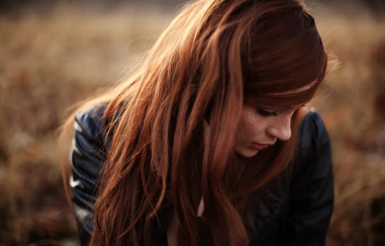 Photo wallpaper sadness, girl, sadness, jacket, redhead, Danielle