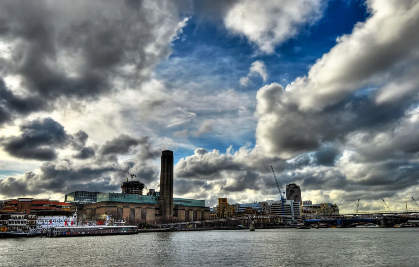 Photo wallpaper England, London, clouds, London, England, Thames