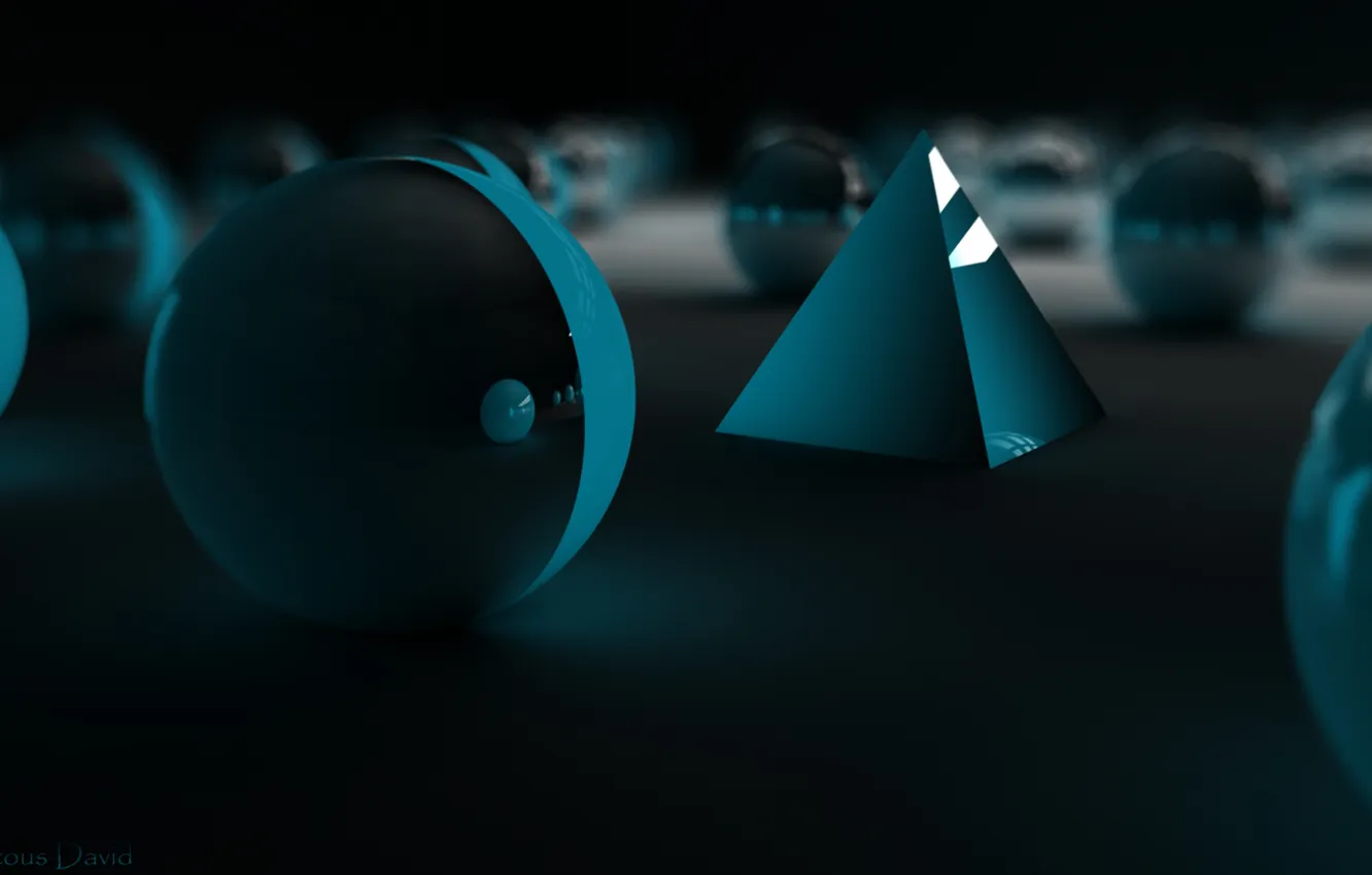 Photo wallpaper fantasy, blur, pyramid, sphere