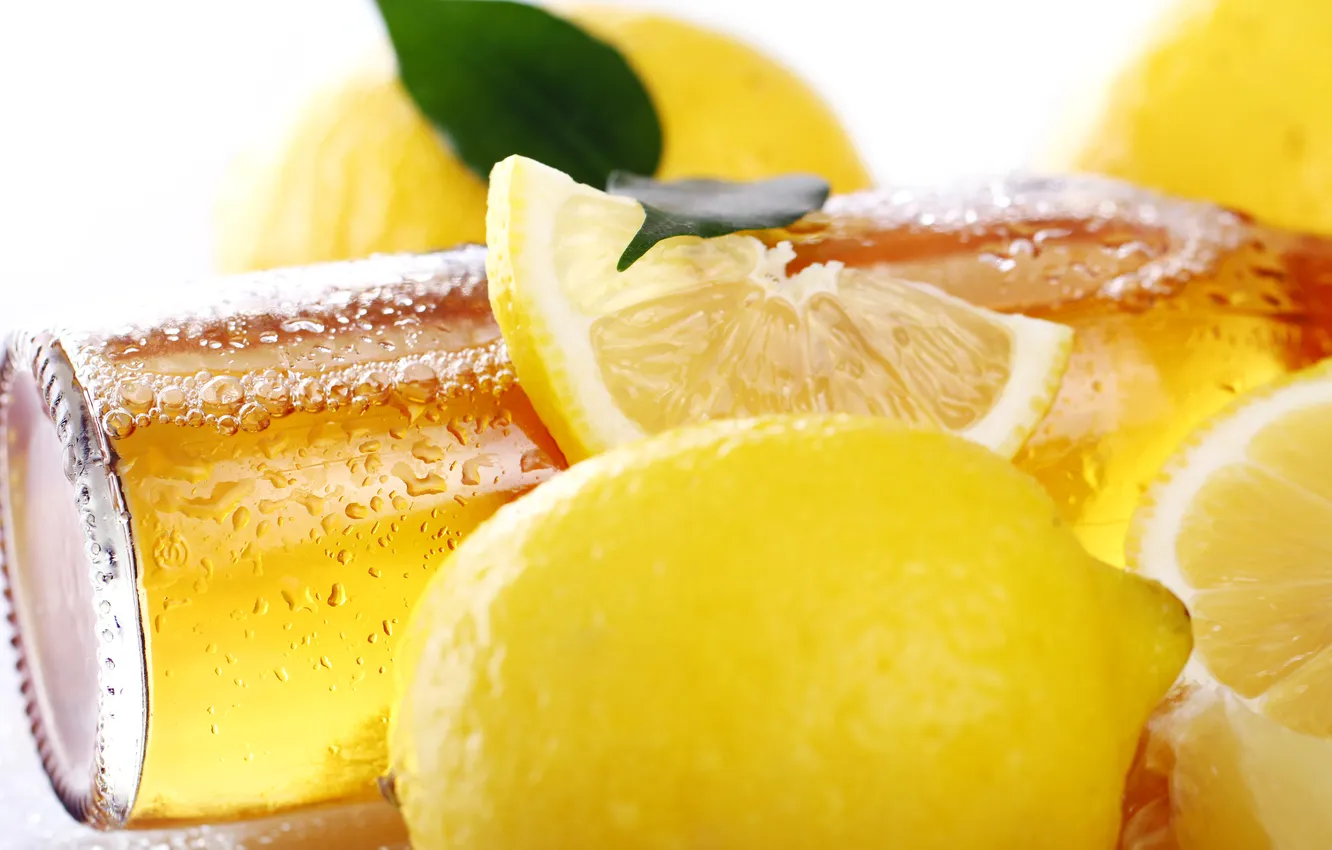 Photo wallpaper fresh, beer, cold, lemons, bottle