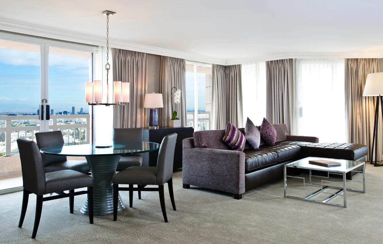 Photo wallpaper design, style, interior, CA, Los Angeles, living room, dining room