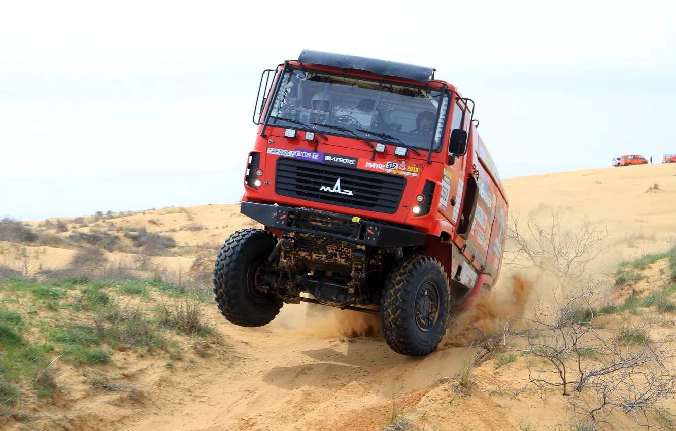Photo wallpaper red, sport, Jump, Truck, Red, 4x4, Rally, Rally