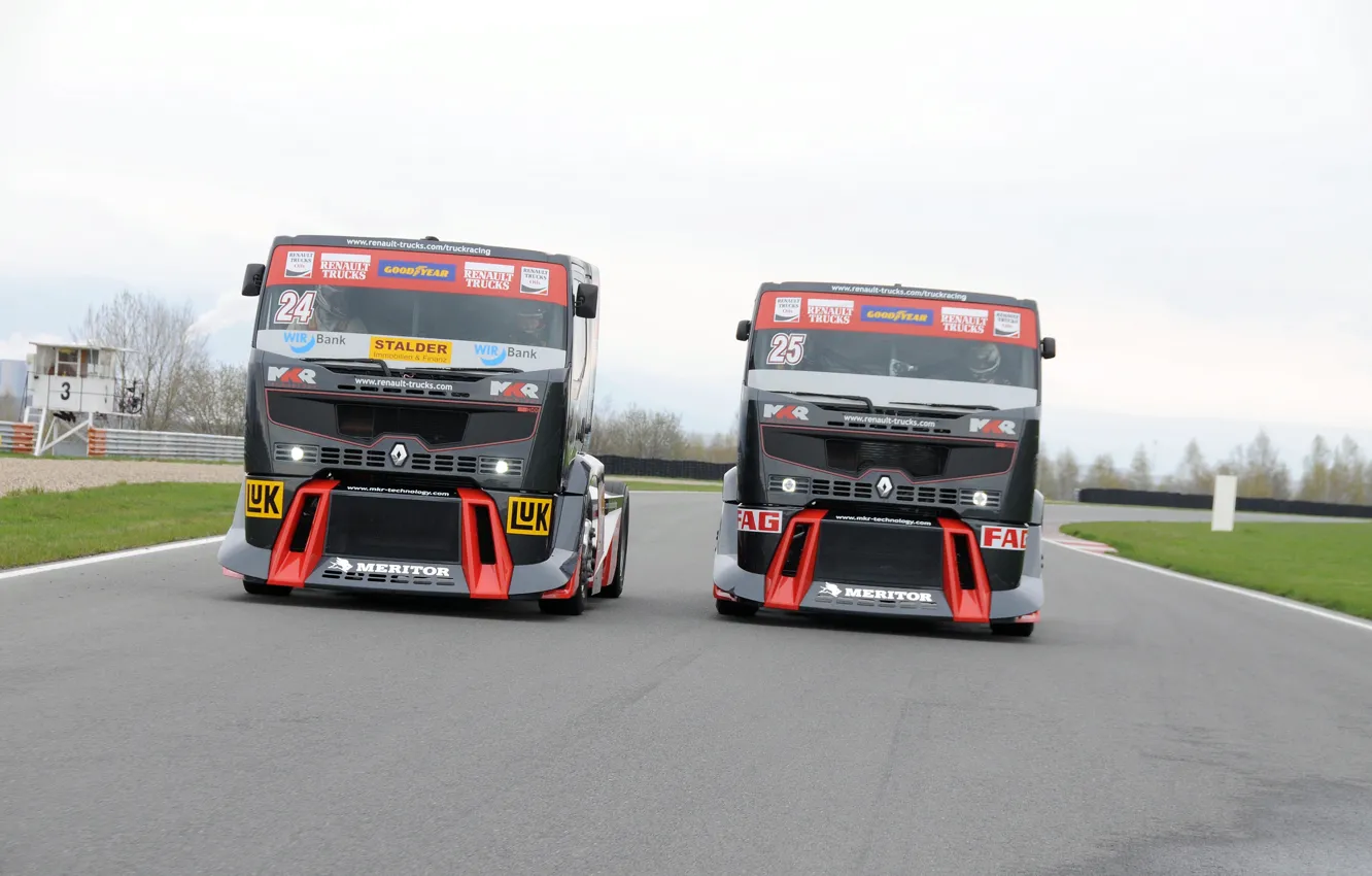 Photo wallpaper race, renault trucks, renault premium, truck racing