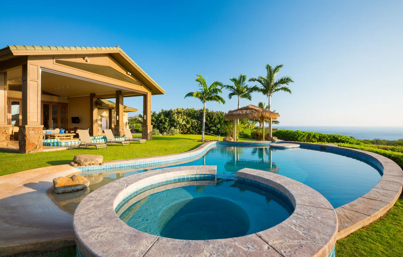 Photo wallpaper house, Hawaii, Day, beautiful, Family, garden, home, gate