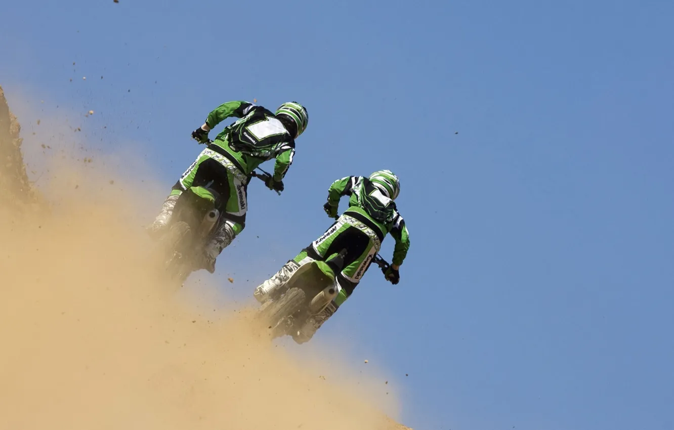 Photo wallpaper dust, rivalry, Kawasaki KX250