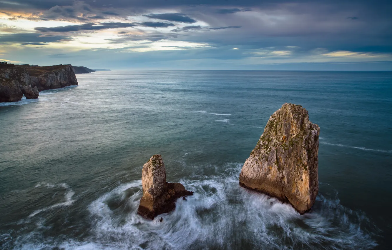 Photo wallpaper sea, landscape, rocks, shore