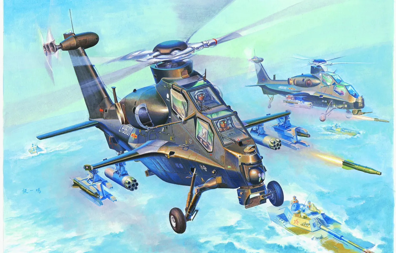 Photo wallpaper China, China, CAIC WZ-10, attack helicopter, PLA