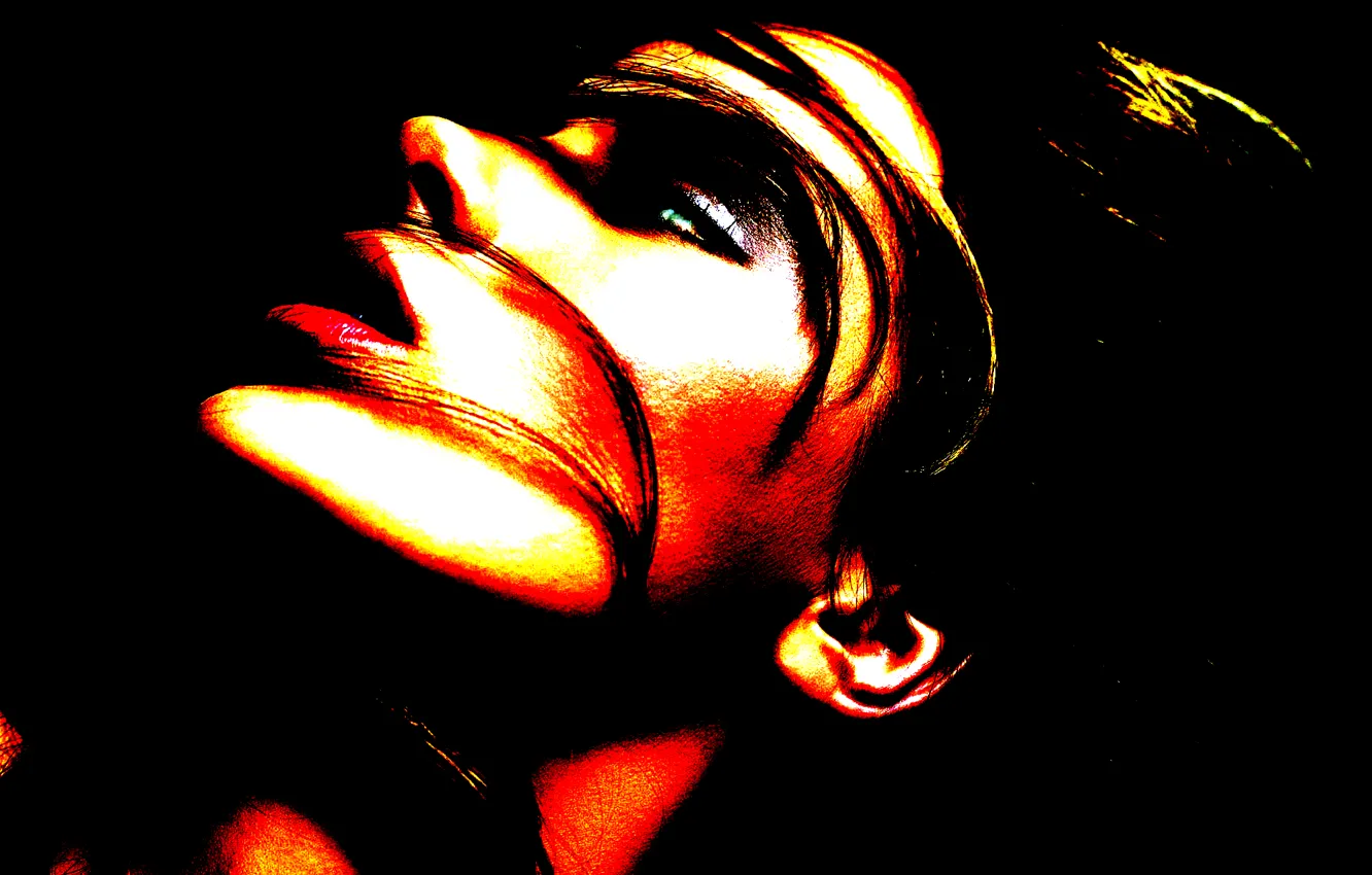 Photo wallpaper girl, background, lips, girl, lips