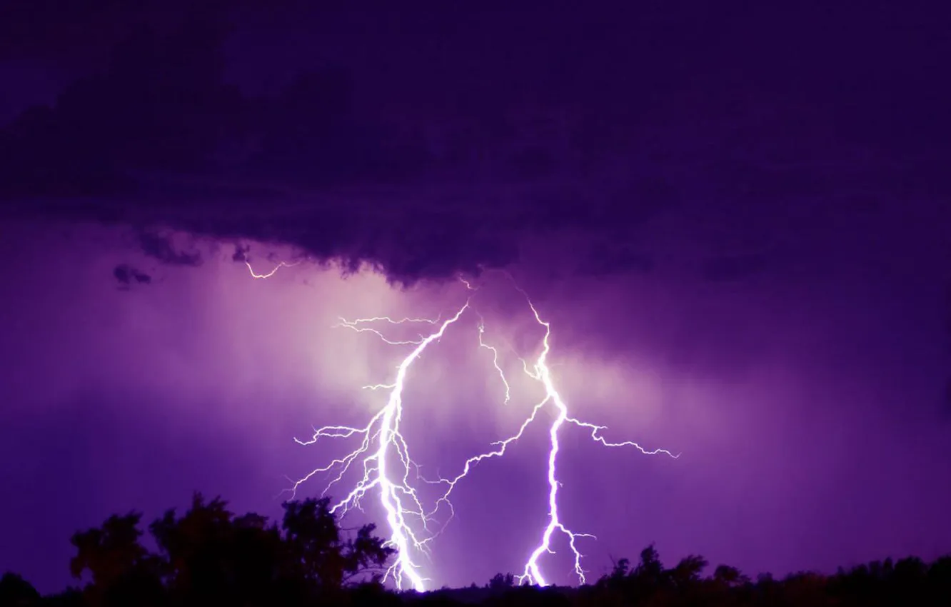 Photo wallpaper the storm, light, night