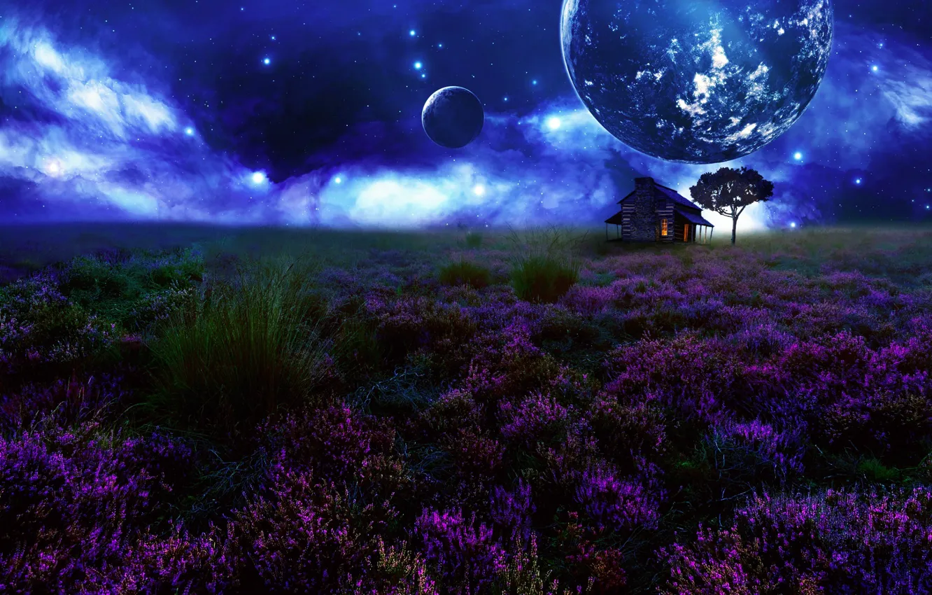 Photo wallpaper landscape, rendering, cosmos stars
