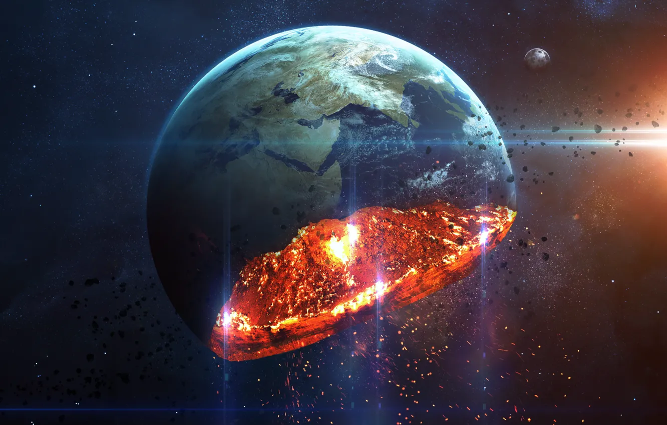 Photo wallpaper planet, destruction, sci fi, Disintegration