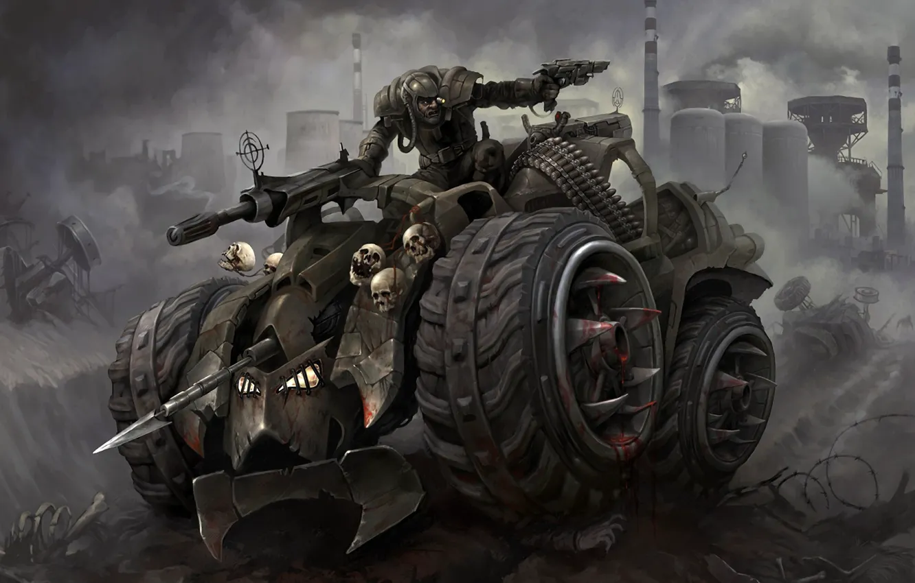 Photo wallpaper car, battlefield, sake, gun, blood, pistol, fantasy, soldier