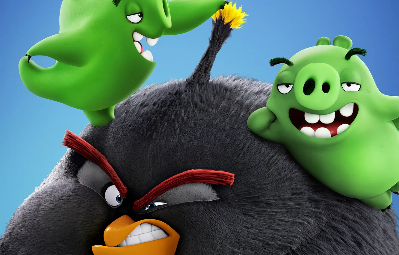 Photo wallpaper anger, bird, pig, The Angry Birds Movie 2