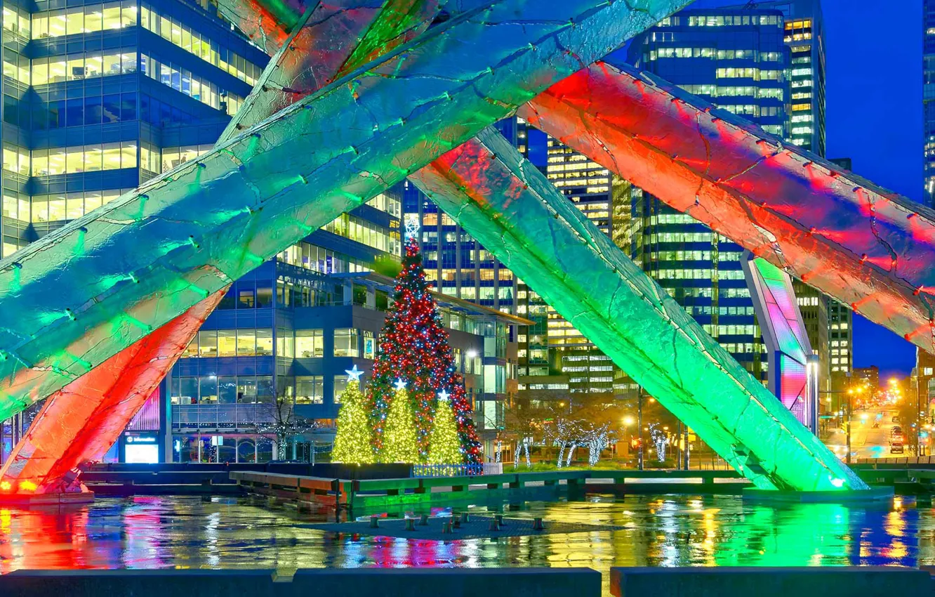 Photo wallpaper lights, holiday, New Year, Canada, Christmas, Vancouver, Jack Poole Plaza