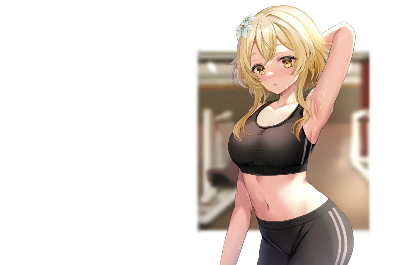 Photo wallpaper girl, hot, sexy, anime, babe, workout, sweat, fitness